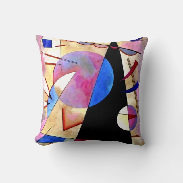 Almofada Kandinsky - Cubismo Abstrato com Pinks e Blues (Frente)