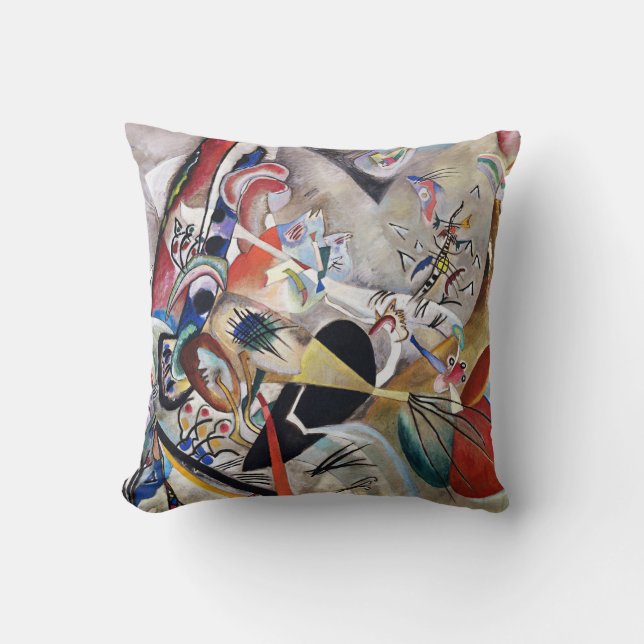 Almofada Kandinsky no travesseiro decorativo cinzento (Frente)