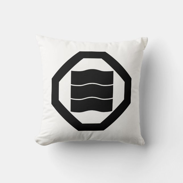 Almofada Kanji em forma de onda para três em Oshiki (Frente)