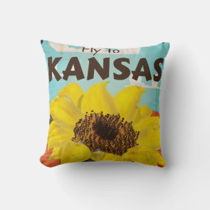 Almofada Kansas Vintage Sunflower Poster de viagens