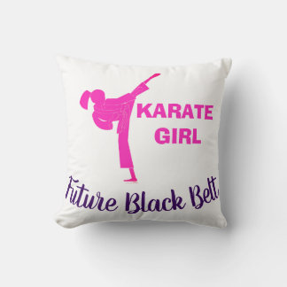 Almofada Karate Girl Future Black Belt Motivational Decor