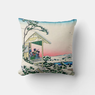 Almofada Katsushika Hokusai - Casa de chá em Koishikawa