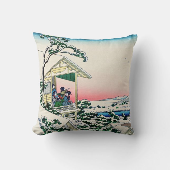 Almofada Katsushika Hokusai - Casa de chá em Koishikawa (Frente)