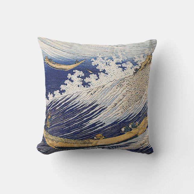 Almofada Katsushika Hokusai. Ondas do oceano (Frente)