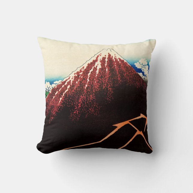 Almofada Katsushika Hokusai - Relâmpagos abaixo do cume (Frente)