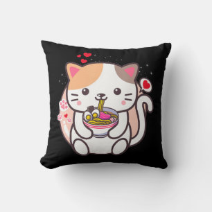 Almofada Kawaii Cat Ramen Anime Comida Japonesa Girls Offic