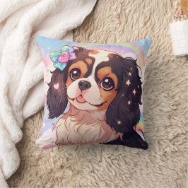 Almofada Kawaii Cavalier King Charles Pastel Rainbow