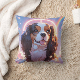 Almofada Kawaii Cavalier King Charles Pastel Rainbow sky