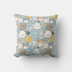 Almofada Kawaii Frenzy: Rabisco Whimsical de animais fofos