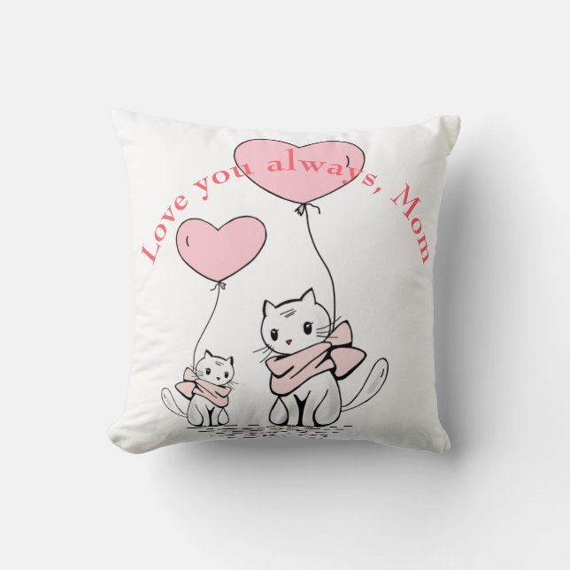 Almofada Kawaii Mãe, Cat & Kitten Personalizado (Frente)