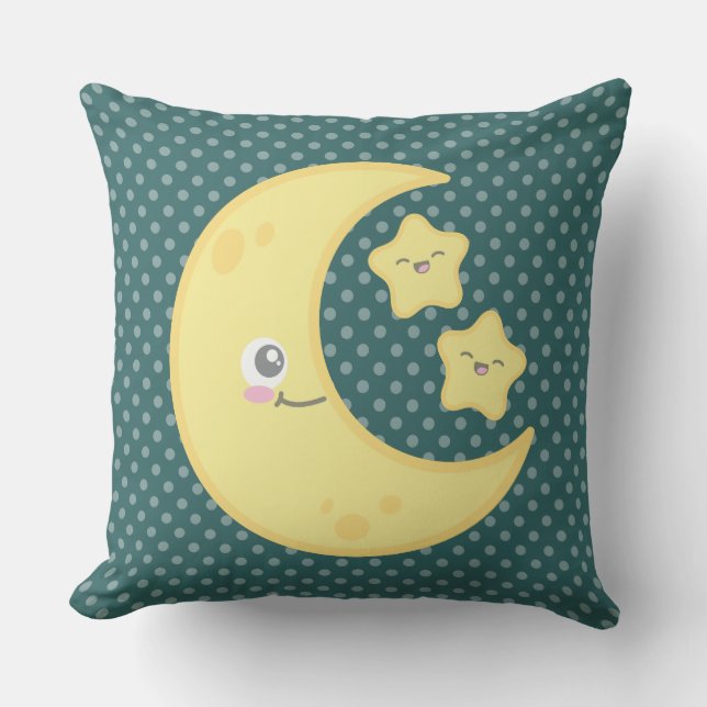 Almofada Kawaii Moon e Stars Travesseiro decorativo (Frente)
