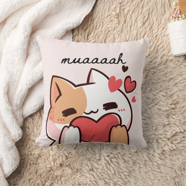 Almofada Kawaii muah kiss de Gato (Cobertor)