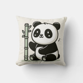 Almofada Kawaii Panda Com Ilustração Bambu