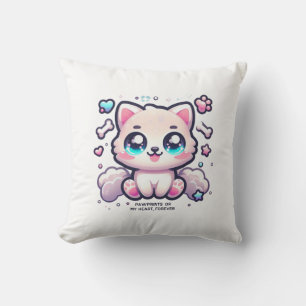 Almofada Kawaii Puppy Pawprint no Meu Coração, para sempre