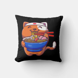 Almofada Kawaii Ramen Cat Anime Comida Japonesa Adolescente