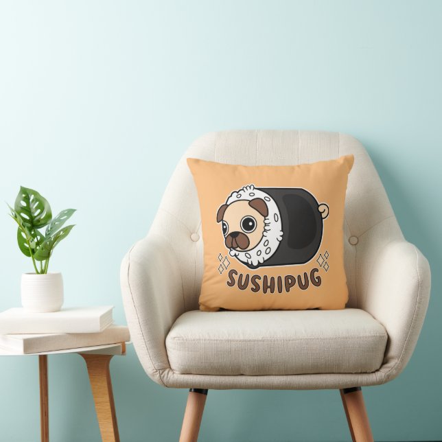 Almofada Kawaii Sushi Pug Mashup Funny Dog Lover Gift (Cadeira)