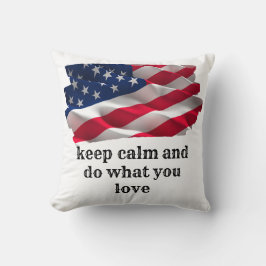 Almofada keep calm quote and vibrant american flag