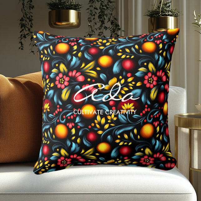 Almofada Khokhloma Floral Artista Personalizado (Criador carregado)