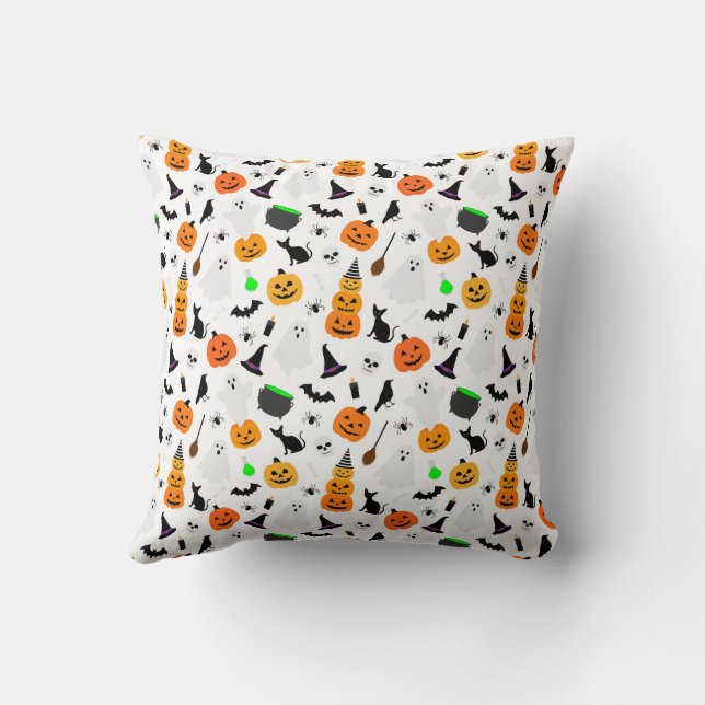 Almofada Kid Halloween Ghost Pumpkin Black Cat Personalize (Verso)