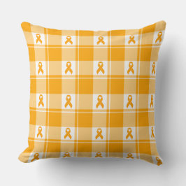 Almofada Kidney Cancer Awareness Plaid Orange Ribbon