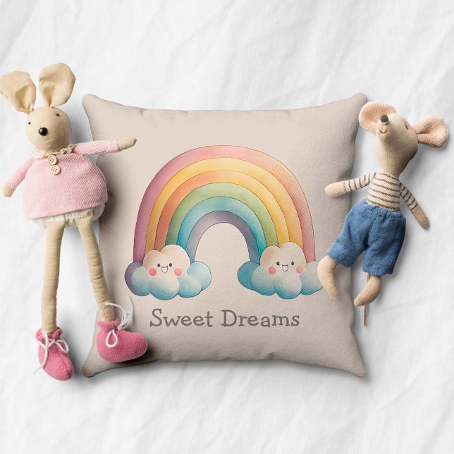 Almofada Kids Whimsical Pastel Rainbow in Clouds (Criador carregado)