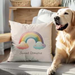 Almofada Kids Whimsical Pastel Rainbow in Clouds