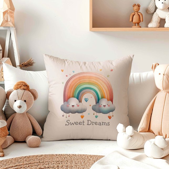 Almofada Kids Whimsical Pastel Rainbow in Clouds (Criador carregado)