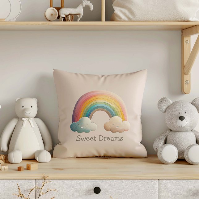 Almofada Kids Whimsical Pastel Rainbow in Clouds (Criador carregado)