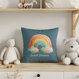 Almofada Kids Whimsical Pastel Rainbow in Clouds