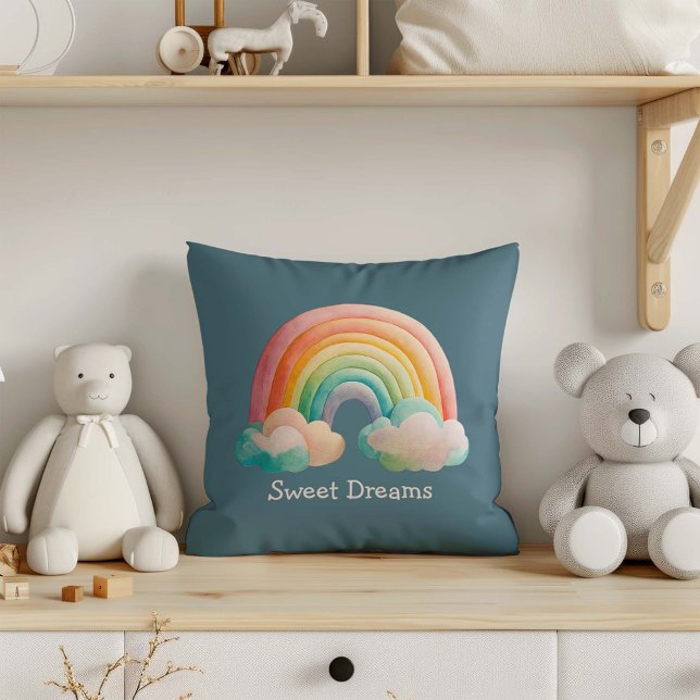 Almofada Kids Whimsical Pastel Rainbow in Clouds (Criador carregado)