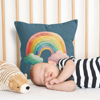 Almofada Kids Whimsical Pastel Rainbow in Clouds