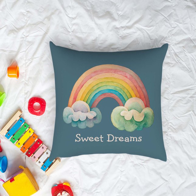 Almofada Kids Whimsical Pastel Rainbow in Clouds (Criador carregado)