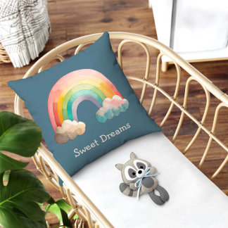 Almofada Kids Whimsical Pastel Rainbow in Clouds