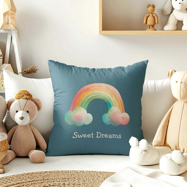 Almofada Kids Whimsical Pastel Rainbow in Clouds (Criador carregado)