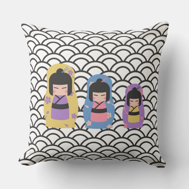 Almofada Kimono Dolls Square Cushion (Frente)