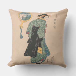Almofada Kimono Mulher Cortesã Trabalho de arte