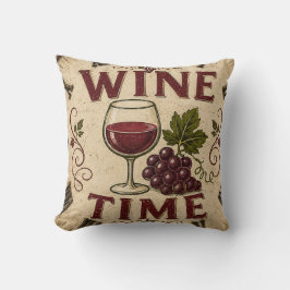 Almofada Kitchen Farmhouse Decor Wine Time 