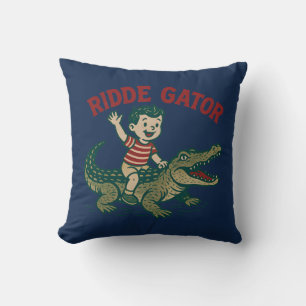 Almofada Kitsch Vintage da Flórida Ridde Gator Jacaré Azul