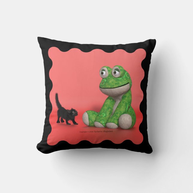 Almofada Kitten and plush-frog throw pillow (Frente)