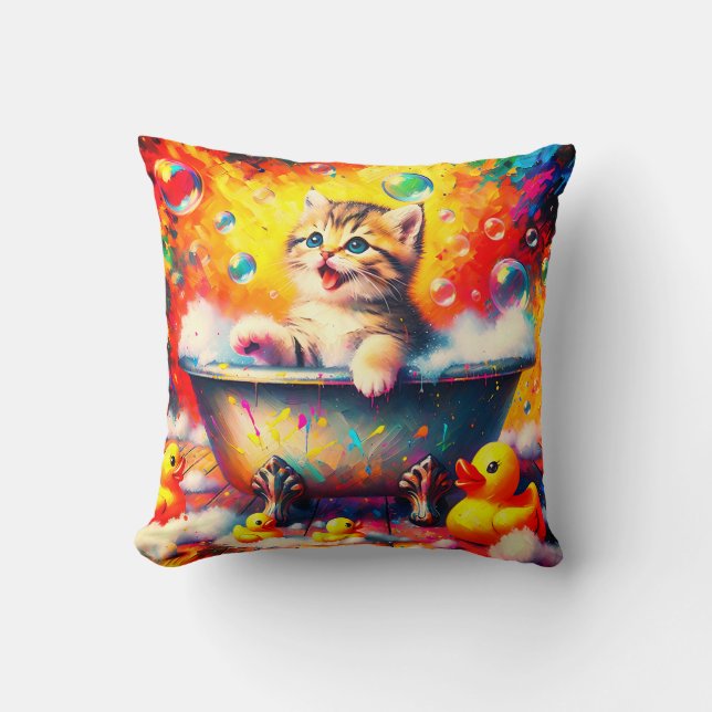 Almofada Kitten Bubble Bath (Frente)