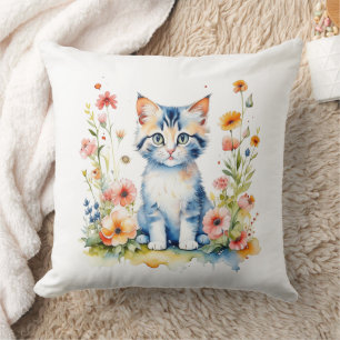 Almofada Kitten Personalizado e Flores Nome do Bebê