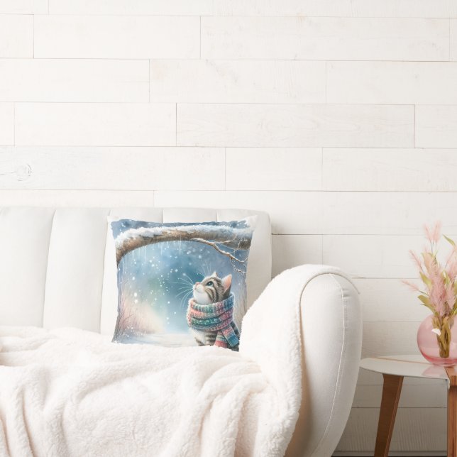 Almofada Kitten Vestindo uma bola de inverno (Sofá)