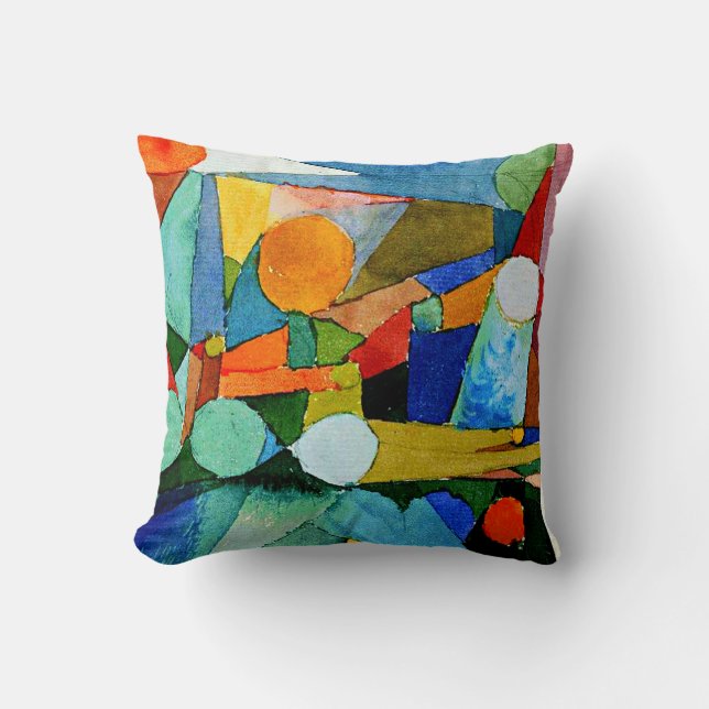 Almofada Klee - Color Shapes, famosa pintura, (Frente)
