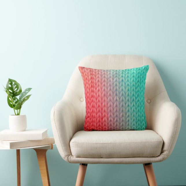 Almofada Knitted Stitch Background in Gradient Colors (Cadeira)