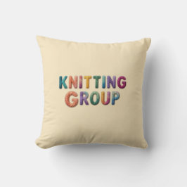 Almofada Knitting Group" Colorful Knitted Text Pillow