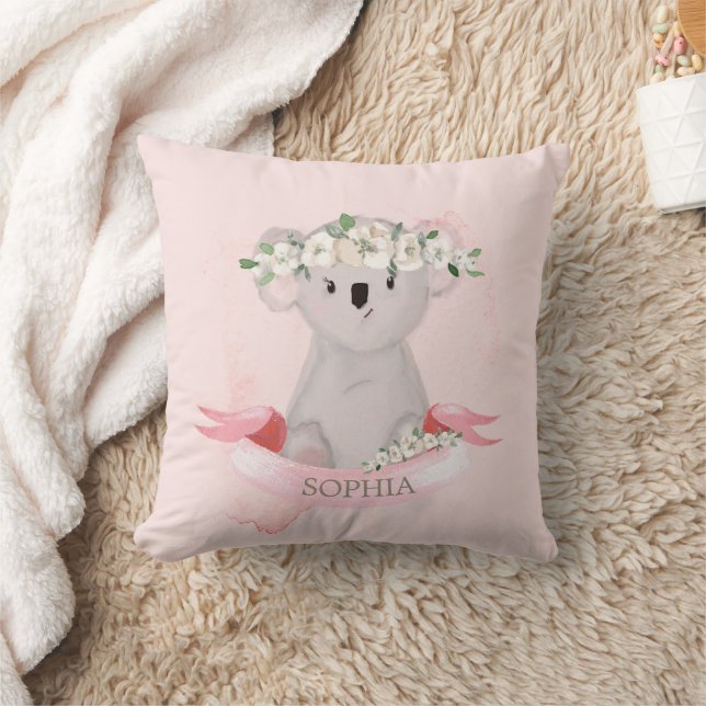 Almofada Koala Baby Animal Fresco Floral Cor-de-Rosa (Cobertor)