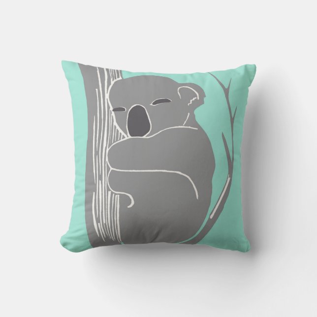 Almofada Koala do sono cinzento e travesseiro da hortelã (Frente)