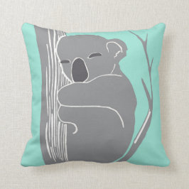 Almofada Koala do sono cinzento e travesseiro da hortelã