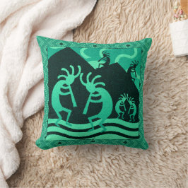 Almofada Kokopelli Turquesa Sudoeste E Preto