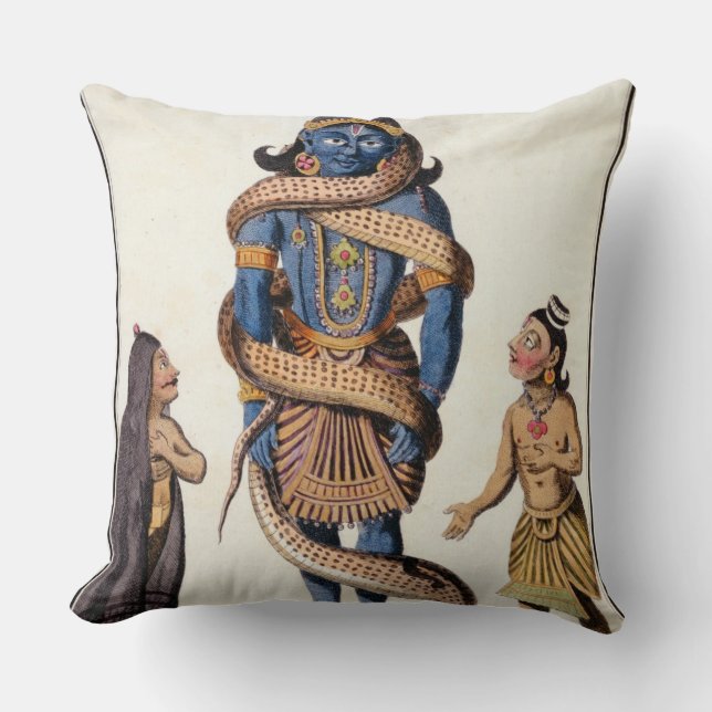 Almofada Krishna espremeu pela serpente de Kaliya, 'de Voya (Frente)